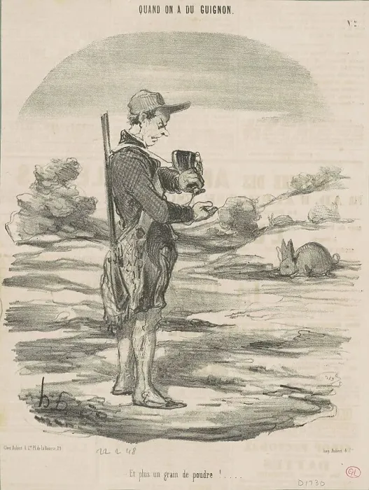 Framed Print : Et plus un grain de poudre!... 19th century. Creator: Honore Daumier Framed Print : Et plus un grain de poudre!... 19th century. Creator: Honore Daumier