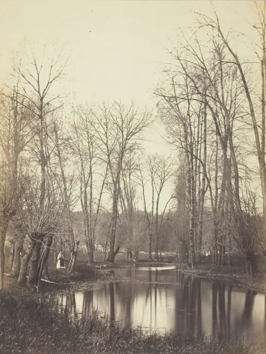Framed Print : Etang et Fermiere (Pool and Farmers Wife), c. 1865. Creator: Constant Alexandre Famin Framed Print : Etang et Fermiere (Pool and Farmers Wife), c. 1865. Creator: Constant Alexandre Famin