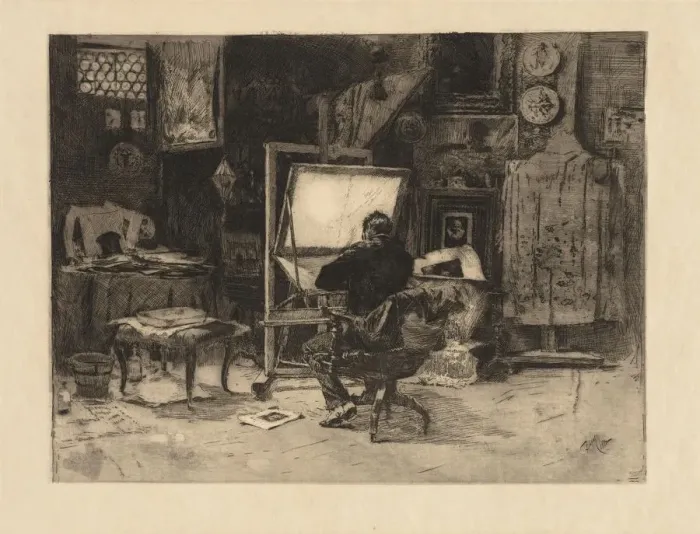 Framed Print : The Etcher, 1882. Creator: Robert Frederick Blum (American, 1857-1903) Framed Print : The Etcher, 1882. Creator: Robert Frederick Blum (American, 1857-1903)