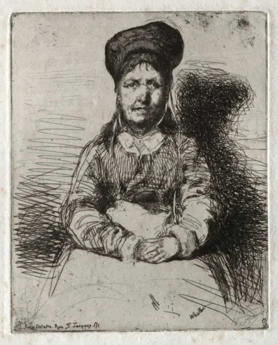 Framed Print : Twelve Etchings from Nature: La Retameuse, 1858. Creator: James McNeill Whistler (American Framed Print : Twelve Etchings from Nature: La Retameuse, 1858. Creator: James McNeill Whistler (American