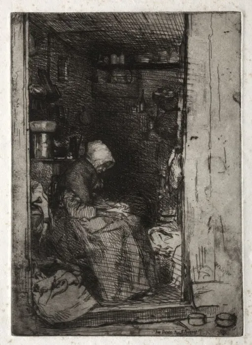 Framed Print : Twelve Etchings from Nature: La Veille aux Loques, 1858. Creator: James McNeill Whistler (American Framed Print : Twelve Etchings from Nature: La Veille aux Loques, 1858. Creator: James McNeill Whistler (American