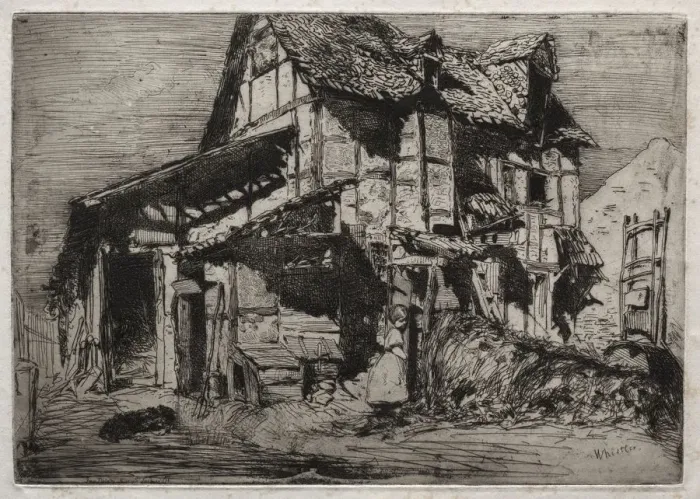 Framed Print : Twelve Etchings from Nature: The Unsafe Tenement, 1858. Creator: James McNeill Whistler (American Framed Print : Twelve Etchings from Nature: The Unsafe Tenement, 1858. Creator: James McNeill Whistler (American