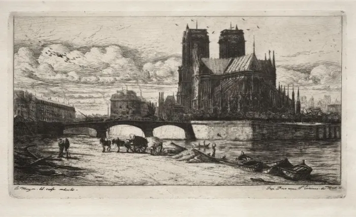 Framed Print : Etchings of Paris: The Apse of the Cathedral of Notre Dame, 1854. Creator: Charles Meryon (French