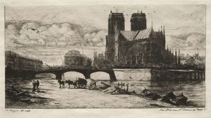 Framed Print : Etchings of Paris: The Apsis of the Cathedral of Notre Dame, 1854. Creator: Charles Meryon (French Framed Print : Etchings of Paris: The Apsis of the Cathedral of Notre Dame, 1854. Creator: Charles Meryon (French