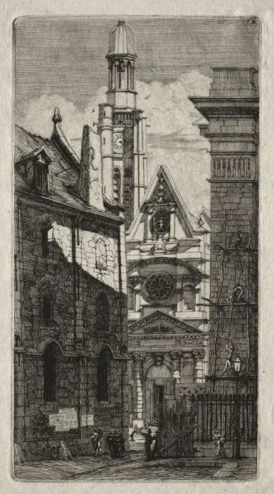 Framed Print : Etchings of Paris: Church of St. Stephen of the Mount, 1852. Creator: Charles Meryon (French Framed Print : Etchings of Paris: Church of St. Stephen of the Mount, 1852. Creator: Charles Meryon (French