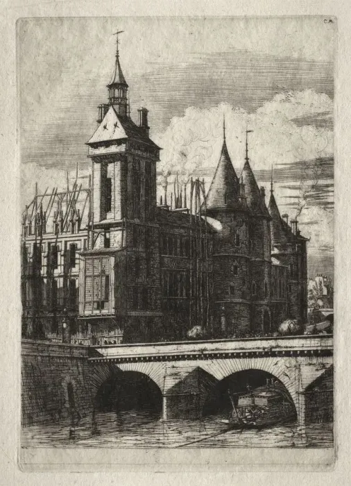 Framed Print : Etchings of Paris: The Clock Tower, 1852. Creator: Charles Meryon (French, 1821-1868)