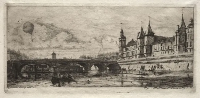 Framed Print : Etchings of Paris: The Exchange Bridge, 1854. Creator: Charles Meryon (French, 1821-1868) Framed Print : Etchings of Paris: The Exchange Bridge, 1854. Creator: Charles Meryon (French, 1821-1868)