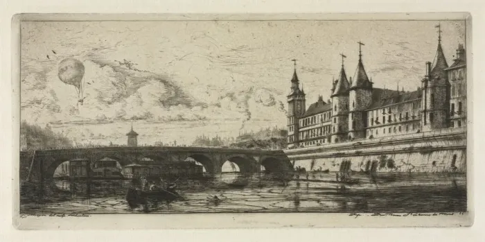 Framed Print : Etchings of Paris: The Exchange Bridge, 1854. Creator: Charles Meryon (French, 1821-1868) Framed Print : Etchings of Paris: The Exchange Bridge, 1854. Creator: Charles Meryon (French, 1821-1868)