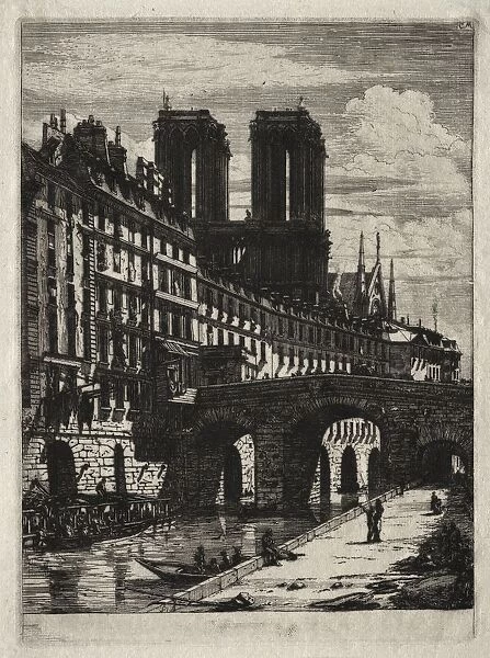 Etchings of Paris: Le Petit Pont, 1850. Creator: Charles Meryon (French, 1821-1868)