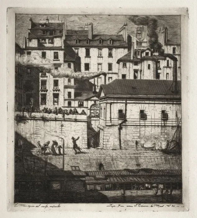 Framed Print : Etchings of Paris: The Mortuary, 1854. Creator: Charles Meryon (French, 1821-1868) Framed Print : Etchings of Paris: The Mortuary, 1854. Creator: Charles Meryon (French, 1821-1868)