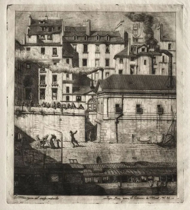 Framed Print : Etchings of Paris: The Mortuary, 1854. Creator: Charles Meryon (French, 1821-1868) Framed Print : Etchings of Paris: The Mortuary, 1854. Creator: Charles Meryon (French, 1821-1868)