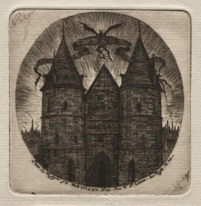 Framed Print : Etchings of Paris: Old Gate of the Palace of Justice, 1854. Creator: Charles Meryon (French Framed Print : Etchings of Paris: Old Gate of the Palace of Justice, 1854. Creator: Charles Meryon (French
