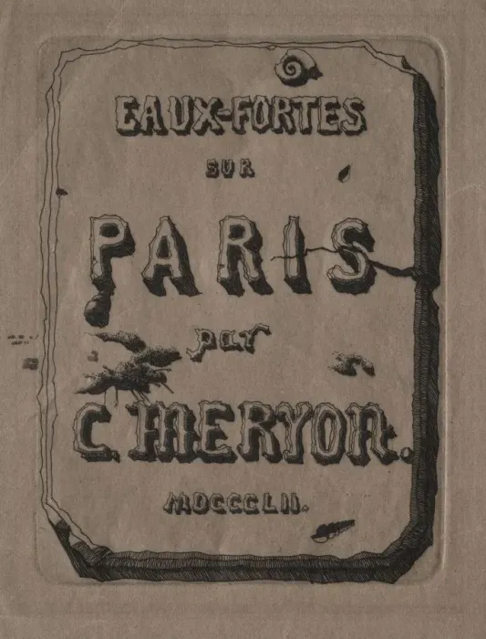Framed Print : Etchings of Paris: Title Page, 1852. Creator: Charles Meryon (French, 1821-1868) Framed Print : Etchings of Paris: Title Page, 1852. Creator: Charles Meryon (French, 1821-1868)