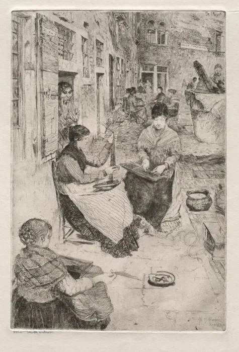 Framed Print : Etchings of Venice: Bead Stringers, 1882. Creator: Otto H. Bacher (American, 1856-1909) Framed Print : Etchings of Venice: Bead Stringers, 1882. Creator: Otto H. Bacher (American, 1856-1909)