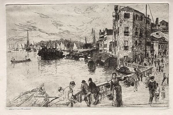 Etchings of Venice: Castello Quarters, Riva, 19th century. Creator: Otto H. Bacher (American
