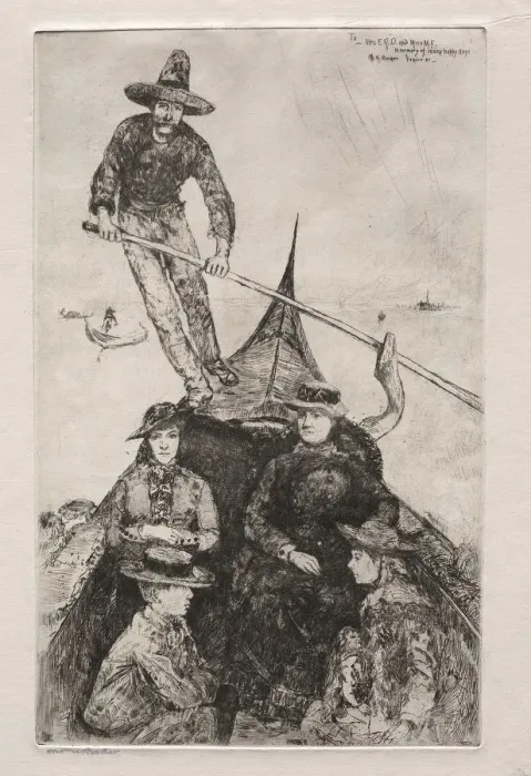 Framed Print : Etchings of Venice: Giovanni the Gondolier, 1881. Creator: Otto H. Bacher (American, 1856-1909) Framed Print : Etchings of Venice: Giovanni the Gondolier, 1881. Creator: Otto H. Bacher (American, 1856-1909)