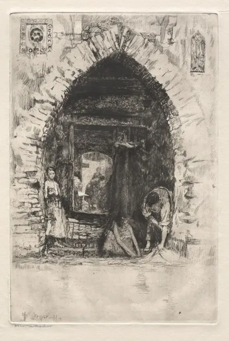 Framed Print : Etchings of Venice: Laundry, 1881. Creator: Otto H. Bacher (American, 1856-1909) Framed Print : Etchings of Venice: Laundry, 1881. Creator: Otto H. Bacher (American, 1856-1909)