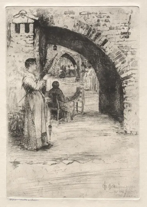 Framed Print : Etchings of Venice: Net Makers, 1881. Creator: Otto H. Bacher (American, 1856-1909) Framed Print : Etchings of Venice: Net Makers, 1881. Creator: Otto H. Bacher (American, 1856-1909)