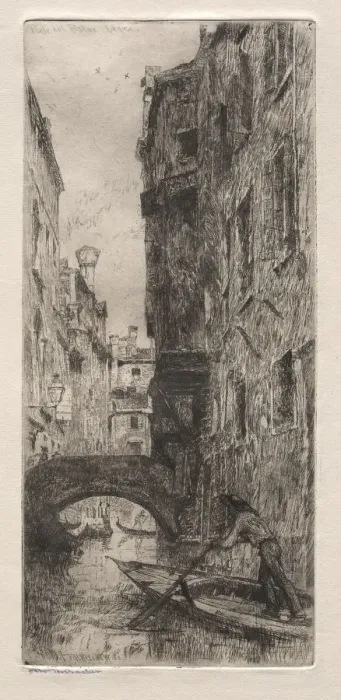 Framed Print : Etchings of Venice: Ponte del Pistor, Venice, 1880. Creator: Otto H. Bacher (American, 1856-1909) Framed Print : Etchings of Venice: Ponte del Pistor, Venice, 1880. Creator: Otto H. Bacher (American, 1856-1909)