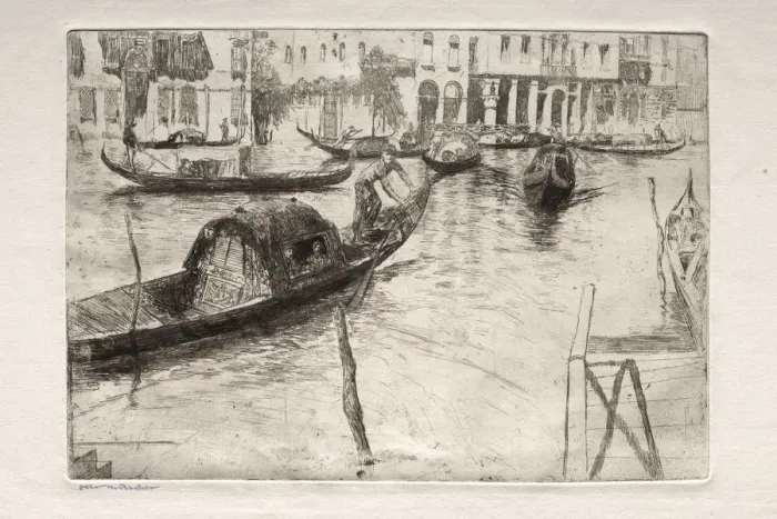 Framed Print : Etchings of Venice: Traghetto San Felice, 19th century. Creator: Otto H. Bacher (American Framed Print : Etchings of Venice: Traghetto San Felice, 19th century. Creator: Otto H. Bacher (American