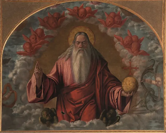 Framed Print : Eternal Father blessing with cherubim, 1505-1506. Creator: Carpaccio, Vittore (1460-1526) Framed Print : Eternal Father blessing with cherubim, 1505-1506. Creator: Carpaccio, Vittore (1460-1526)