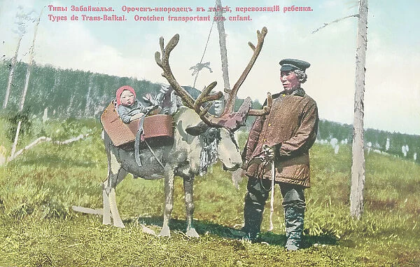 Ethnic Orochen on the Taiga, Transporting a Child, 1904-1917. Creator: Unknown