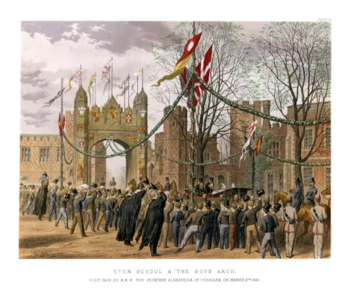 Framed Print : Eton School & The Boys Arch, c19th century Framed Print : Eton School & The Boys Arch, c19th century