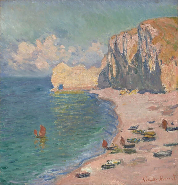 Etretat: The Beach and the Falaise d Amont, 1885. Creator: Claude Monet