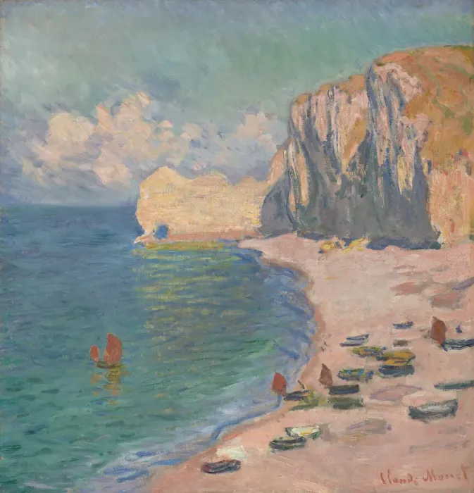 Framed Print : Etretat: The Beach and the Falaise d Amont, 1885. Creator: Claude Monet Framed Print : Etretat: The Beach and the Falaise d Amont, 1885. Creator: Claude Monet
