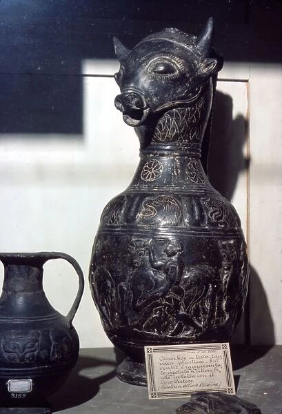 Etruscan Vase in shape of Bulls head, c6th century BC