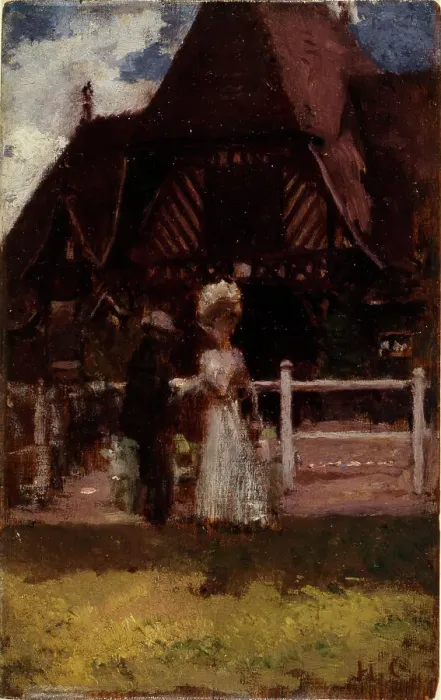 Framed Print : Étude pour un tableau non identifié, montrant l'hippodrome de Deauville, c1905. Creator: Henri Gervex Framed Print : Étude pour un tableau non identifié, montrant l'hippodrome de Deauville, c1905. Creator: Henri Gervex