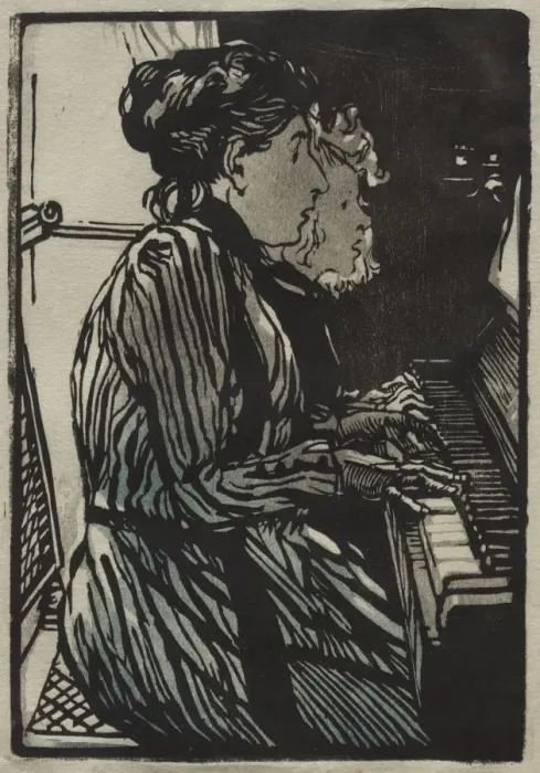 Framed Print : Etude a Quatre Mains, 1890. Creator: Auguste Louis Lepere (French, 1849-1918) Framed Print : Etude a Quatre Mains, 1890. Creator: Auguste Louis Lepere (French, 1849-1918)