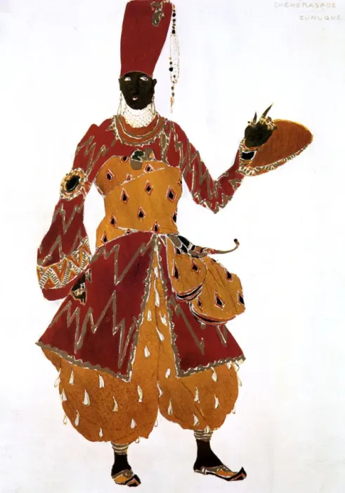 Framed Print : Eunuch costume design for the ballet Scheherazade, 1910. Artist: Leon Bakst Framed Print : Eunuch costume design for the ballet Scheherazade, 1910. Artist: Leon Bakst