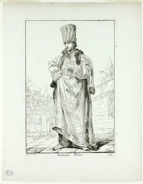 Framed Print : Eunuque Blanc, plate 22 from Caravanne du Sultan à la Mecque, 1748. Creator: Joseph-Marie Vien the Elder Framed Print : Eunuque Blanc, plate 22 from Caravanne du Sultan à la Mecque, 1748. Creator: Joseph-Marie Vien the Elder