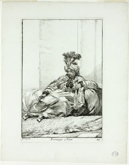 Framed Print : Eunuque Noir, plate 21 from Caravanne du Sultan à la Mecque, 1748. Creator: Joseph-Marie Vien the Elder Framed Print : Eunuque Noir, plate 21 from Caravanne du Sultan à la Mecque, 1748. Creator: Joseph-Marie Vien the Elder