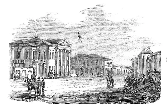 Framed Print : Eupatoria - (Custom-House) Quarters of Captain Payne's Detachment of Marines, 1854. Creator: Unknown Framed Print : Eupatoria - (Custom-House) Quarters of Captain Payne's Detachment of Marines, 1854. Creator: Unknown
