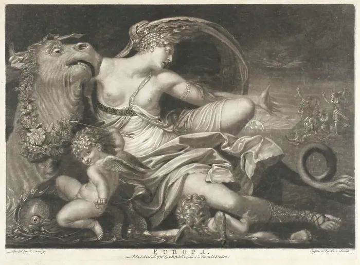 Framed Print : Europa, 1776. Creator: John Raphael Smith Framed Print : Europa, 1776. Creator: John Raphael Smith