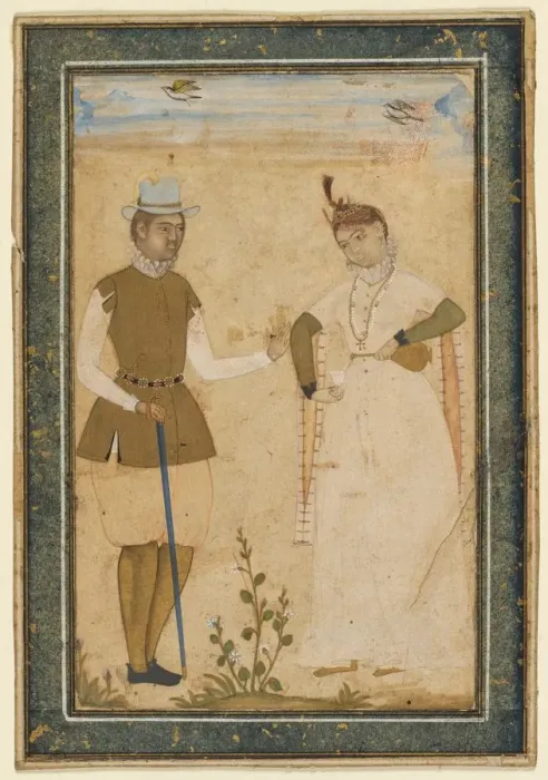 Framed Print : A European Couple, c. 1610-1627. Creator: Ali Riza, the Bodleian Painter (Indian), attributed to Framed Print : A European Couple, c. 1610-1627. Creator: Ali Riza, the Bodleian Painter (Indian), attributed to