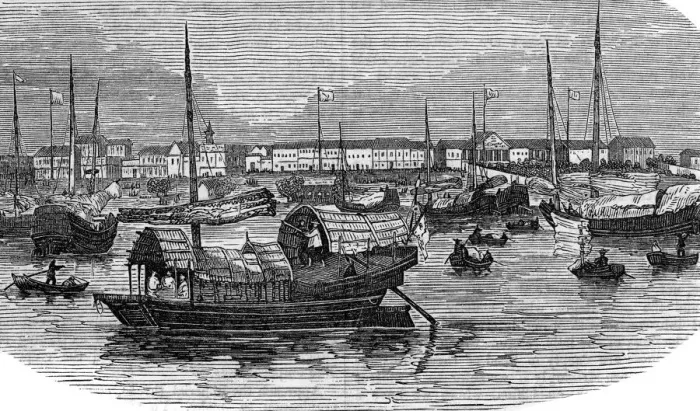 Framed Print : European factories at Canton (Guangzhou), China, c1875 Framed Print : European factories at Canton (Guangzhou), China, c1875
