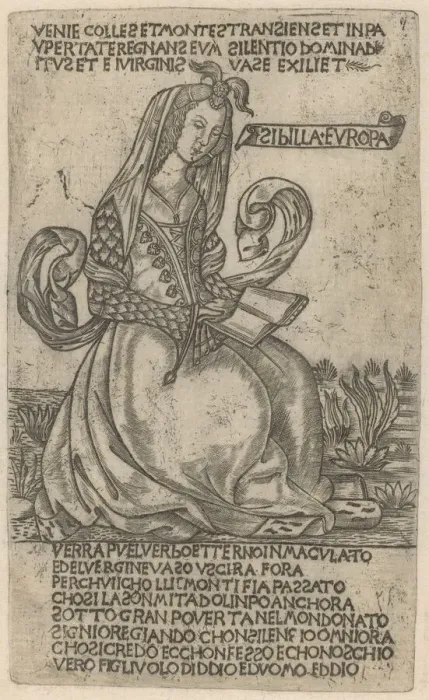 Framed Print : European Sibyl, early 15th century. Creator: Unknown Framed Print : European Sibyl, early 15th century. Creator: Unknown