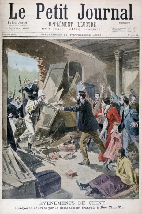 Framed Print : Europeans saved by a detachment of French marines, Pao Ting Fou, China, 1900. Artist: Oswaldo Tofani Framed Print : Europeans saved by a detachment of French marines, Pao Ting Fou, China, 1900. Artist: Oswaldo Tofani