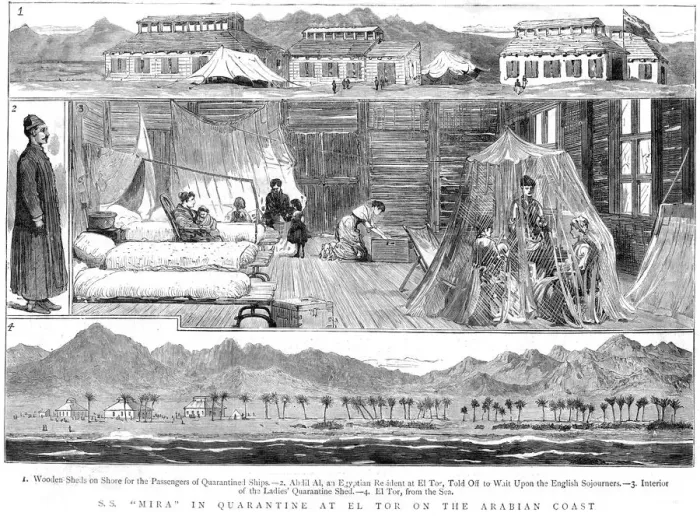 Framed Print : Europeans in a smallpox quarantine camp at El Tor, North Africa, 1884 Framed Print : Europeans in a smallpox quarantine camp at El Tor, North Africa, 1884