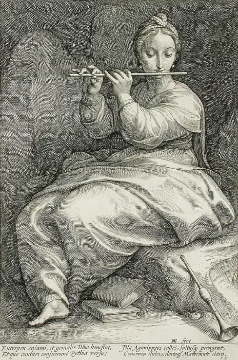 Framed Print : Euterpe, 1592. Creator: Hendrik Goltzius Framed Print : Euterpe, 1592. Creator: Hendrik Goltzius