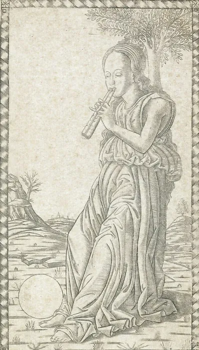 Framed Print : Euterpe (Euterpe XVIII), ca. 1465-67. Creator: Master of the E-Series Tarocchi Framed Print : Euterpe (Euterpe XVIII), ca. 1465-67. Creator: Master of the E-Series Tarocchi
