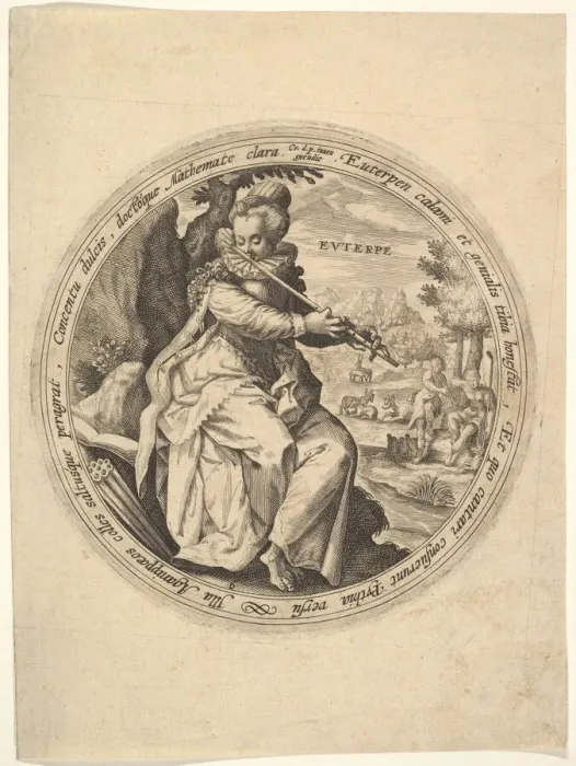 Framed Print : Euterpe, from The Muses. Creator: Crispijn de Passe I Framed Print : Euterpe, from The Muses. Creator: Crispijn de Passe I