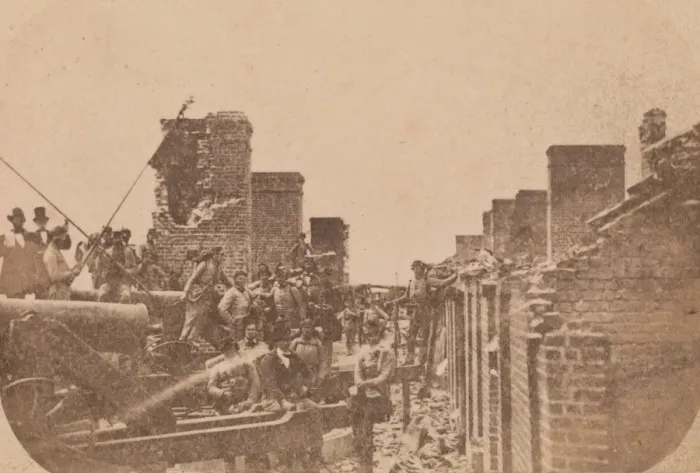 Framed Print : The Evacuation of Fort Sumter, April 1861, April 1861. Creator: Attributed to Alma A Framed Print : The Evacuation of Fort Sumter, April 1861, April 1861. Creator: Attributed to Alma A