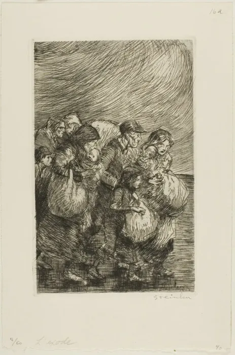 Framed Print : Evacuees, 5723. Creator: Theophile Alexandre Steinlen Framed Print : Evacuees, 5723. Creator: Theophile Alexandre Steinlen