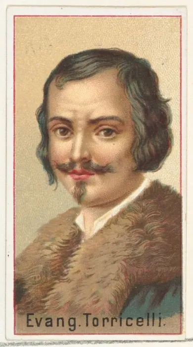 Framed Print : Evangelista Torricelli, printers sample for the Worlds Inventors souvenir album (A25