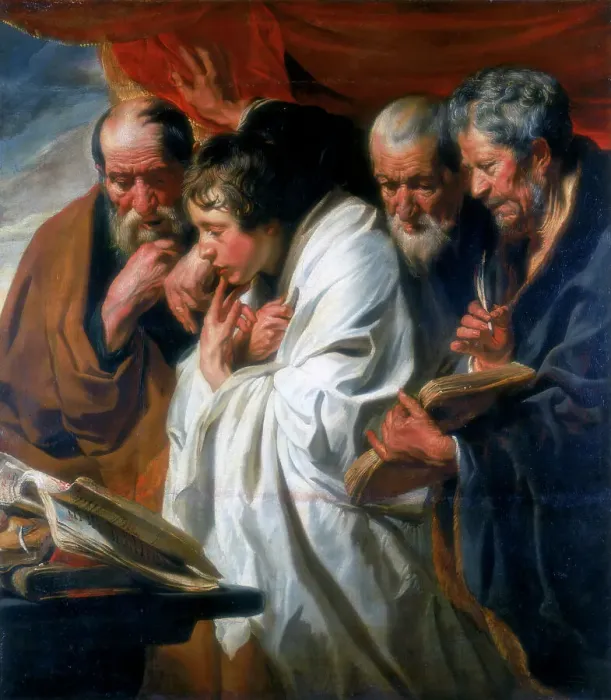 Framed Print : The Four Evangelists, 1620-1625. Artist: Jacob Jordaens Framed Print : The Four Evangelists, 1620-1625. Artist: Jacob Jordaens