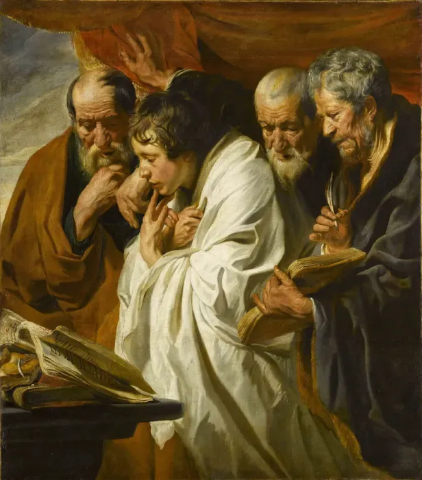 Framed Print : The Four Evangelists. Artist: Jordaens, Jacob (1593-1678) Framed Print : The Four Evangelists. Artist: Jordaens, Jacob (1593-1678)